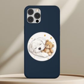 Máltai selyemkutyás telefontok sötétkék színben