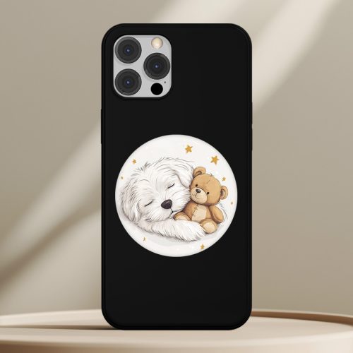 Máltai selyemkutyás telefontok fekete színben