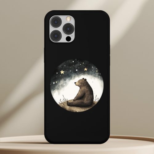 Medvés telefontok fekete színben