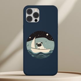 Mopszos telefontok sötétkék színben