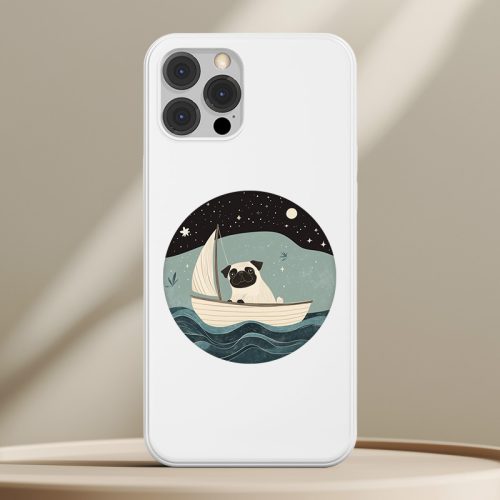 Mopszos telefontok fehér színben