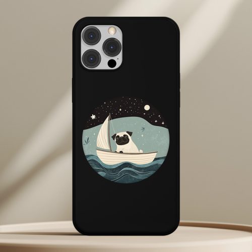 Mopszos telefontok fekete színben