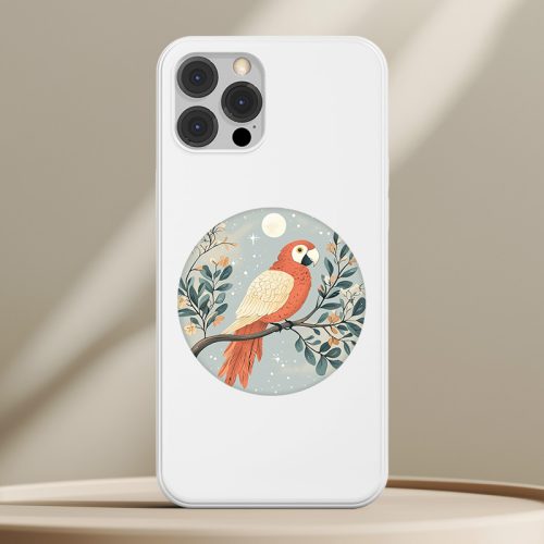 Papagájos telefontok fehér színben