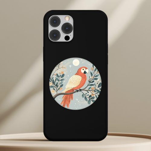 Papagájos telefontok fekete színben