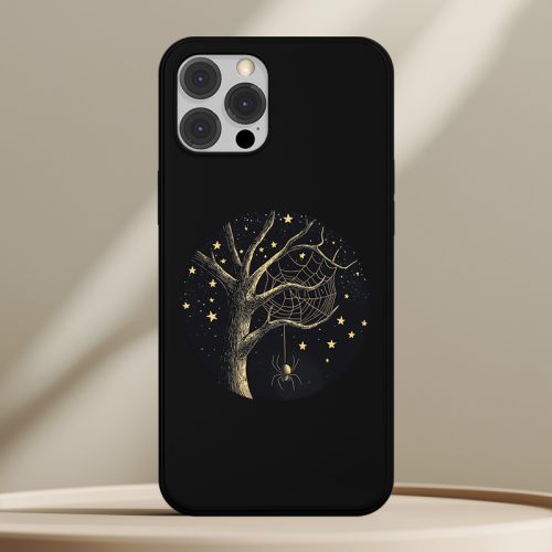 Pókos telefontok fekete színben