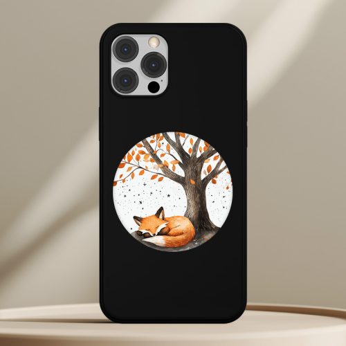 Rókás telefontok fekete színben