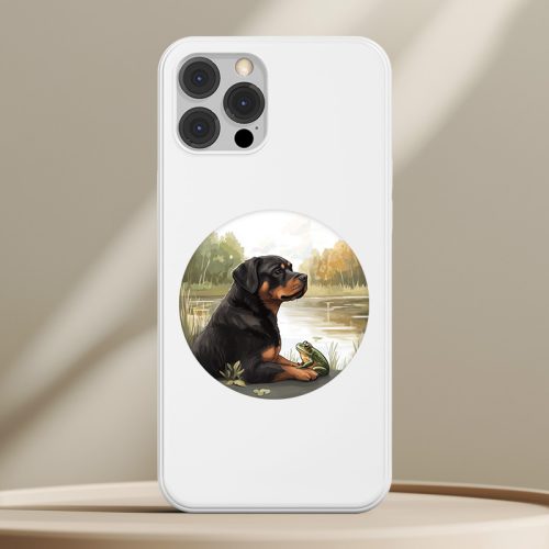 Rottweileres telefontok fehér színben