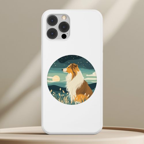 Skót juhászos telefontok fehér színben