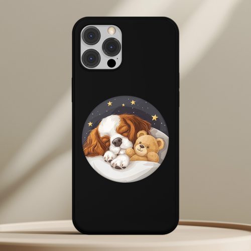 Cavalier King Charles spánieles telefontok fekete színben
